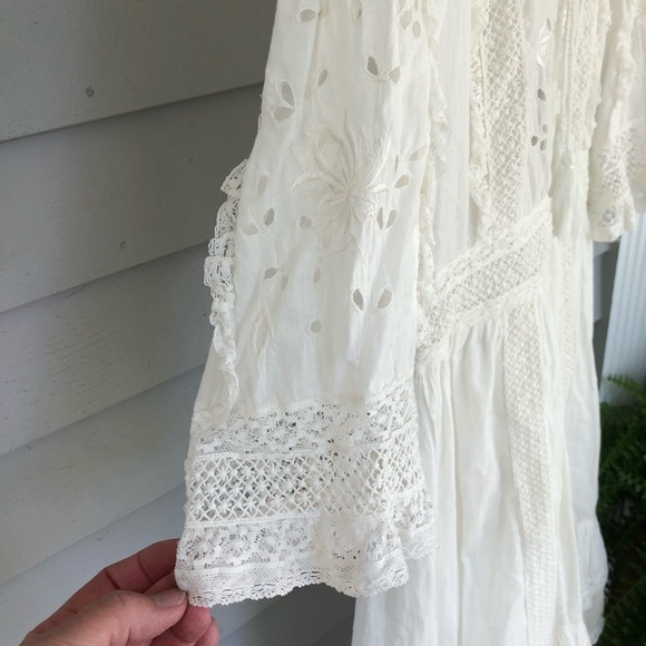 Ulla Johnson White Dress Midi Lace Eyelet Tassels Prairie Madison US 10 - Picture 6 of 11